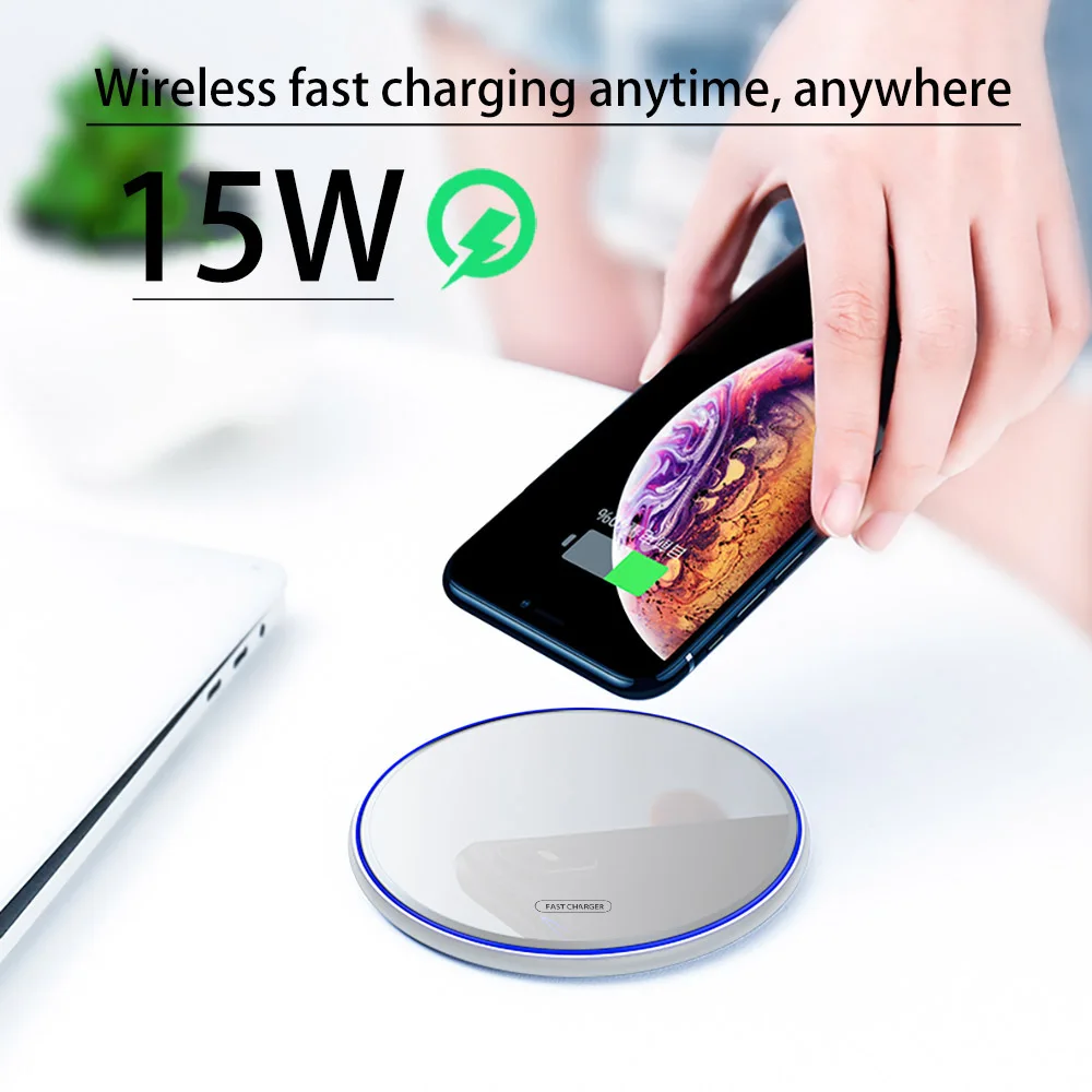 

15w/10W Fast Wireless Charger For Samsung Galaxy S9/S9+ S8 S7 Note 9 S7 Edge USB Qi Charging Pad for iPhone XS Max XR X 8 11 pro