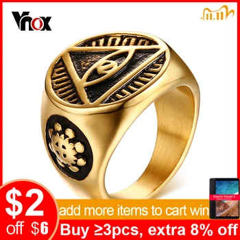 Vnox Antique Men Ring Triangle Eye of Providence Illuminati Pyramid All Seeing Eye Stainless Steel Male Alliance Punk Jewelry
Vnox Antique Men Ring Triangle Eye of Providence Illuminati Pyramid All Seeing Eye Stainless Steel Male Alliance Punk Jewelry