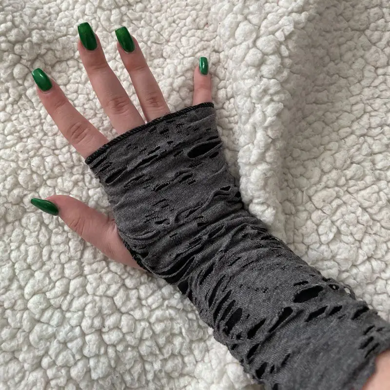 1Pair Punk Broken Slit Gothic Unisex Glove Fingerless Cuff Ninja Sport Hole Mitten Cool Women Men Hollow Out Rock Gloves 1Pair Punk Broken Slit Gothic Unisex Glove Fingerless Cuff Ninja Sport Hole Mitten Cool Women Men Hollow Out Rock Gloves