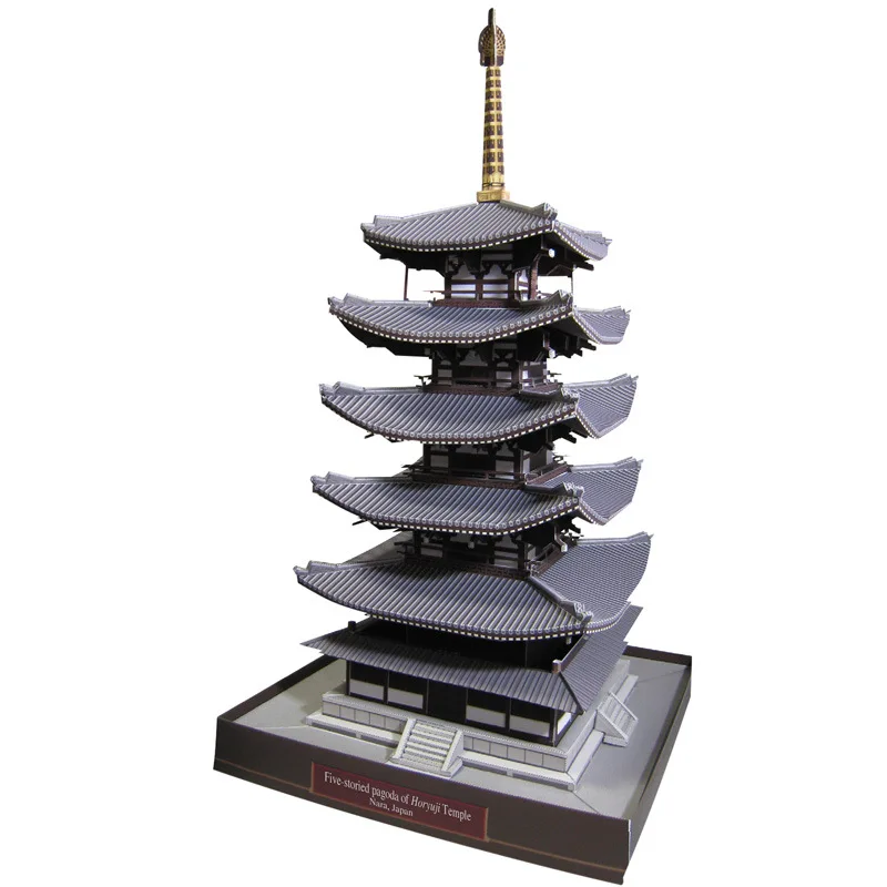 Япония Horyu-ji пятиэтажная пагода известное здание 3D бумажная модель ручное