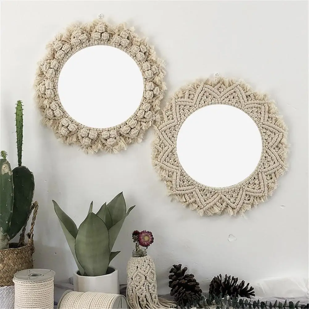 2019 NEW Round Lace Wall Hanging Mirror Art Deco Hand-made Cotton Rope Round Mirror for Living Room Garden Decoration 
2019 NEW Round Lace Wall Hanging Mirror Art Deco Hand-made Cotton Rope Round Mirror for Living Room Garden Decoration