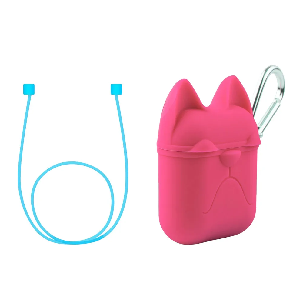 Bulldog Earphone Silicone Case Cover Pouch For Apple Airpods New + AirPods Strap