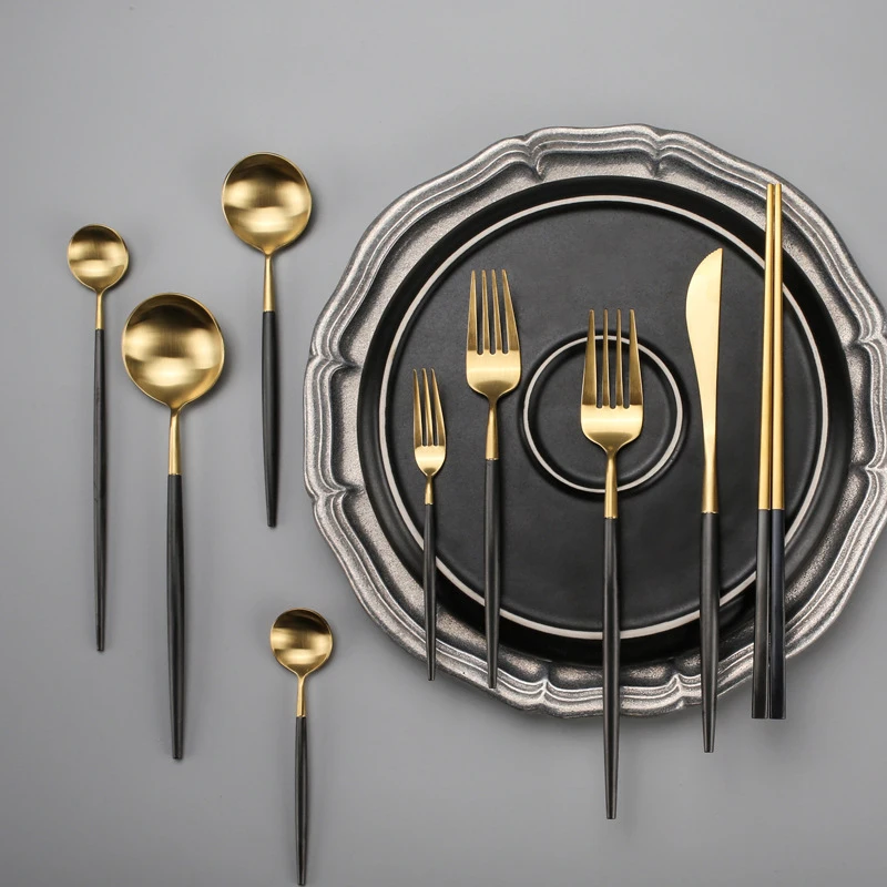 Cutlery Set Gold Cutlery Set Black Cutlery Western 4pcs/set Stainless Steel Knife Fork Spoon Set wholesale
Cutlery Set Gold Cutlery Set Black Cutlery Western 4pcs/set Stainless Steel Knife Fork Spoon Set wholesale