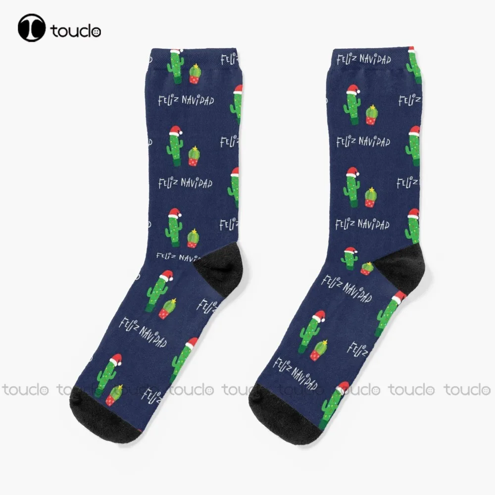 

Christmas Cactis Feliz Navidad Apparel (Spanish) Socks Gym Socks Thanksgiving Christmas New Year Gift Hd High Quality Custom