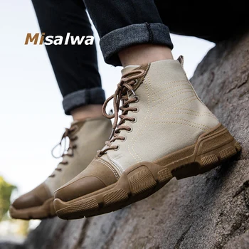 Misalwa Lace up Canvas Casual Men Boots Ankle Trendy Round Toe Platform Beige Khaki Boots Cowboy Male Motorcycle Shoes
Misalwa Lace up Canvas Casual Men Boots Ankle Trendy Round Toe Platform Beige Khaki Boots Cowboy Male Motorcycle Shoes