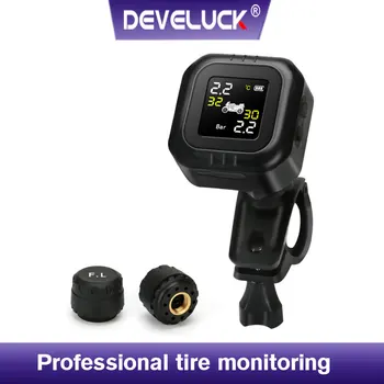 TPMS Motorcycle Tire Pressure Monitor System LED color Display Alarm Temperature Warning with two sensors handlebar installation
TPMS Motorcycle Tire Pressure Monitor System LED color Display Alarm Temperature Warning with two sensors handlebar installation
