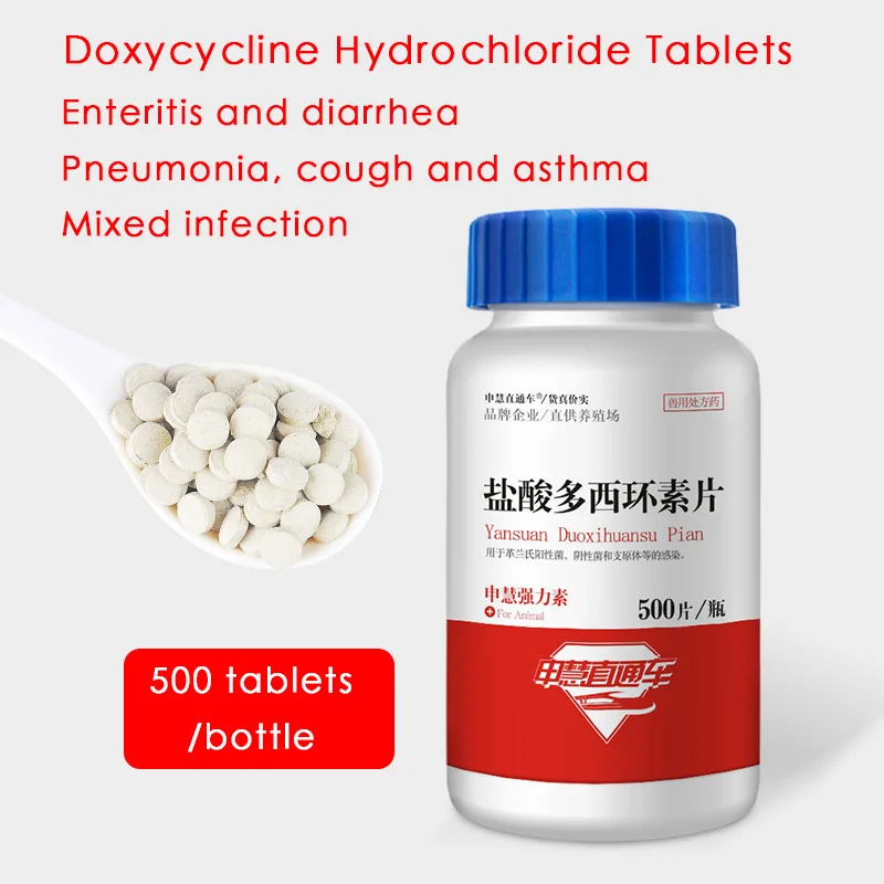 Doxycycline Hydrochloride Tablets 10mg For Animal 500 tablets Tetracycline antibiotics Pig foal and lamb
Doxycycline Hydrochloride Tablets 10mg For Animal 500 tablets Tetracycline antibiotics Pig foal and lamb