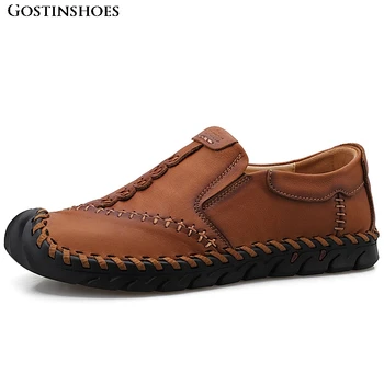 Fashion Shoes Men Leather Casual Loafers Brown Black Genuine Leather Hand Sewing Driver Shoes Moccasins Zapatos Solid Size 47 48 
Fashion Shoes Men Leather Casual Loafers Brown Black Genuine Leather Hand Sewing Driver Shoes Moccasins Zapatos Solid Size 47 48