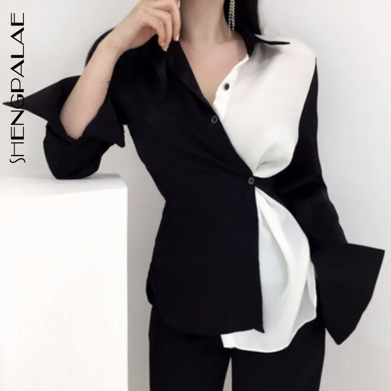 SHENGPALE Patchwork Full flare Sleeve Cotton V-neck Temperament Women Slim Shirt 2019 Autumn Vintage Style Elegant Blouse FS529
SHENGPALE Patchwork Full flare Sleeve Cotton V-neck Temperament Women Slim Shirt 2019 Autumn Vintage Style Elegant Blouse FS529