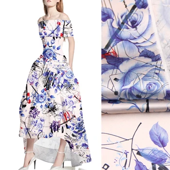 118CM Wide 19MM 93% Silk & 7% Spandex Blue Floral Print Stretch Silk Satin Fabric for Dress Cheongsam Shirt Jacket D1089 
118CM Wide 19MM 93% Silk & 7% Spandex Blue Floral Print Stretch Silk Satin Fabric for Dress Cheongsam Shirt Jacket D1089
