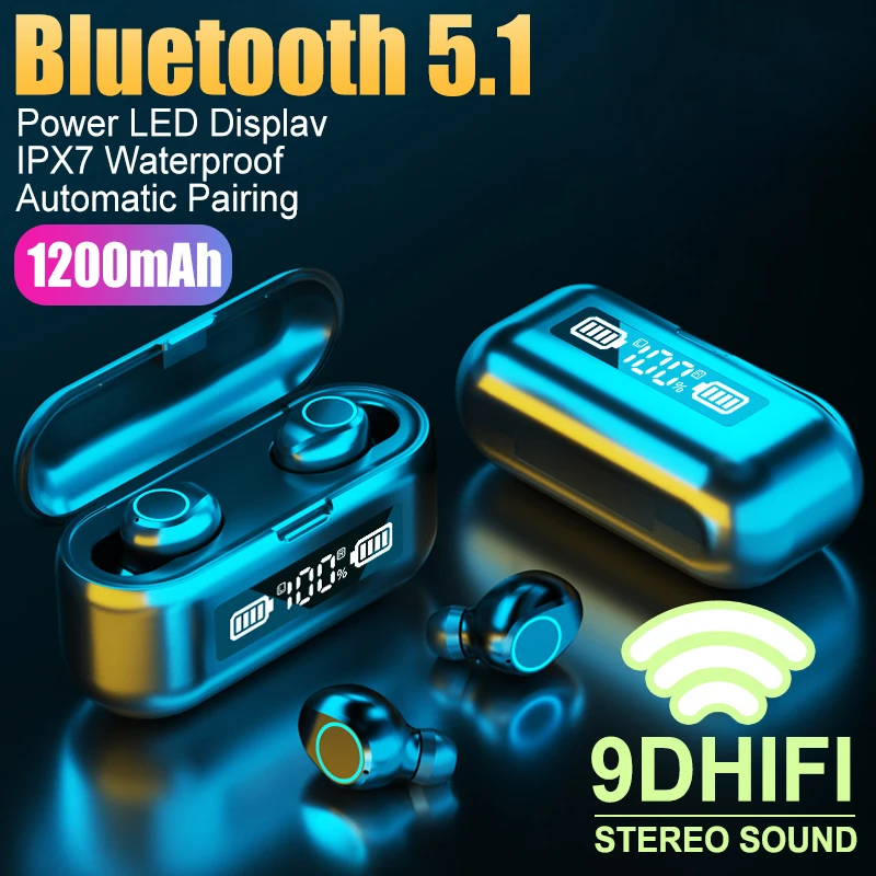 Wireless Earphone Bluetooth V5.0 F9 TWS Wireless Bluetooth Headphone LED Display With 1200mAh Power Bank Stereo Headset With Mic
Wireless Earphone Bluetooth V5.0 F9 TWS Wireless Bluetooth Headphone LED Display With 1200mAh Power Bank Stereo Headset With Mic