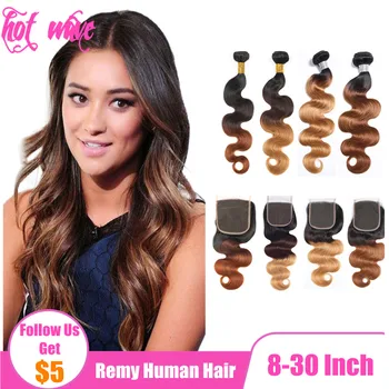 Hot Wave Ombre Remy Human Hair Weave Bundles With 4X4 Frontal Lace Closure Black Brown Extension for Women Body Wave Front Weft
Hot Wave Ombre Remy Human Hair Weave Bundles With 4X4 Frontal Lace Closure Black Brown Extension for Women Body Wave Front Weft