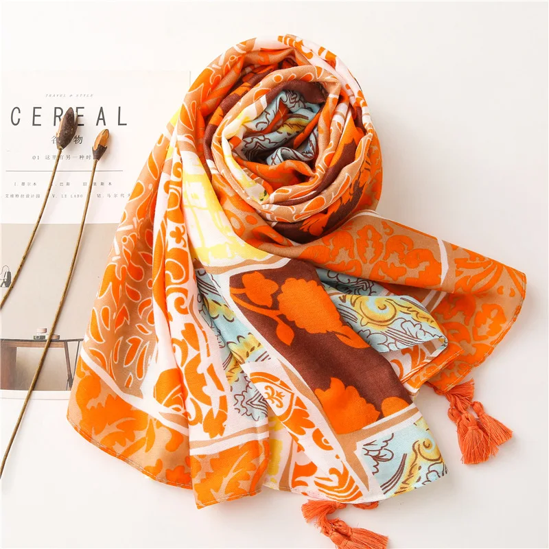 Waliicorners Ladies Fashion Head Wraps Pashmina Aztec Ethnic Floral Tassel Viscose Shawl Scarf 21 H5c8f19ccd1c84afb91b46bd9ee4615a3o