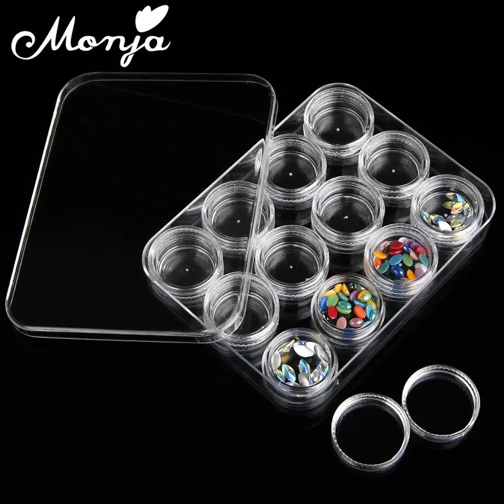 Monja 12 Jar Nail Art Rhinestone Beads Gems Jewelry Accessories Round Plastic Empty Container Organizer Box Storage Case
Monja 12 Jar Nail Art Rhinestone Beads Gems Jewelry Accessories Round Plastic Empty Container Organizer Box Storage Case
