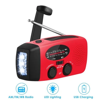 Multifunctional Solar Hand Crank Dynamo Self Powered AM/FM/NOAA Weather Radio Use As Emergency LED Flashlight and Power Bank
Multifunctional Solar Hand Crank Dynamo Self Powered AM/FM/NOAA Weather Radio Use As Emergency LED Flashlight and Power Bank