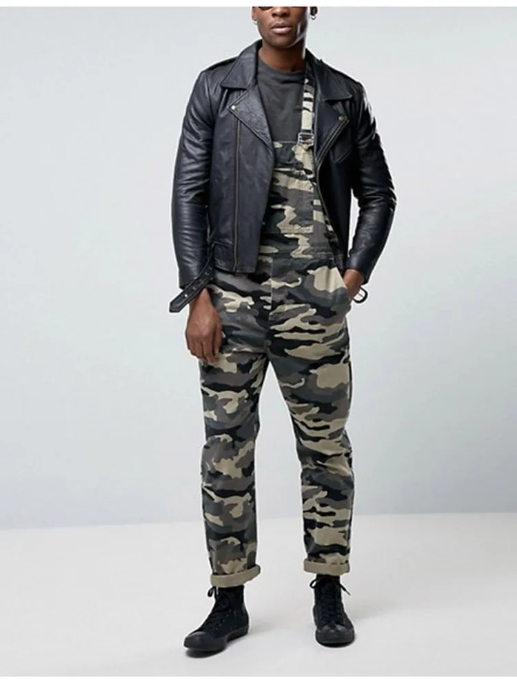 Men's Camouflage Jumpsuit Pants Bib Overalls Tracksuit Camouflage Print Jeans Tracksuit Work Uniform Summer Sleeveless Overalls (2)