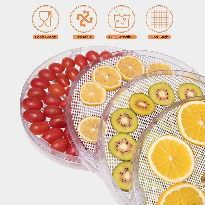 

8pcs 13 Inch Round Silicone Dehydrator Sheet Non-Stick Food Dehydrator Mat Reusable Thicken Steamer Fruit Dryer Mesh Pad