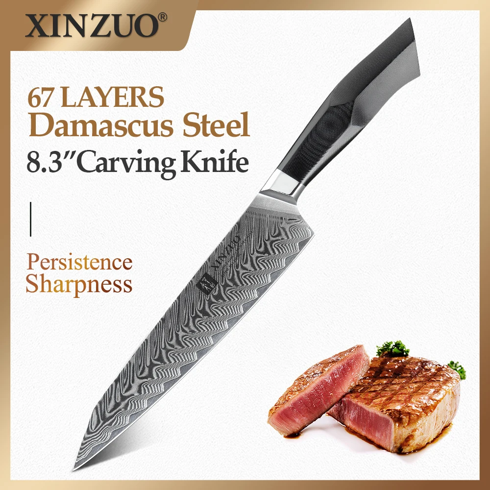 

XINZUO 8.3" Inch Slicing Knife 67 Layers Damascus Kitchen Knives Cleaver Chef Knife Meat Fish Cooking Knife Kitchen Accessory