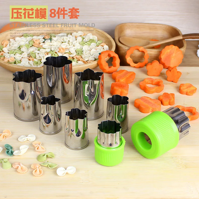 

Stainless Steel Farfalle Mould & Vegetable Fruit Cutter Flower Holder Household Wheaten Food Modeling Embossed Knife Cutter Past