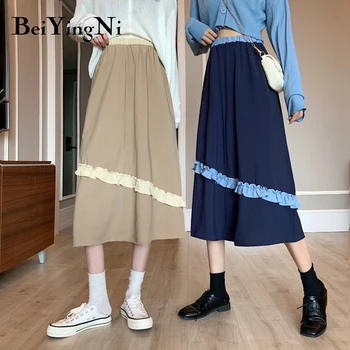 Beiyingni Fashion Woman's Midi Skirt Casual Ruffles Patchwork Long Retro High Waist Cute Preppy Kpop 2020 Autumn A Line Skirts 
Beiyingni Fashion Woman's Midi Skirt Casual Ruffles Patchwork Long Retro High Waist Cute Preppy Kpop 2020 Autumn A Line Skirts
