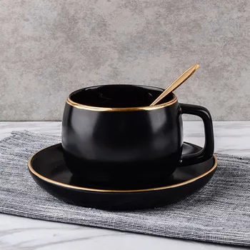 Nordic Black Coffee Mug Porcelain Gold Rim Tea Cup and Saucer Set Simple Cups 4piece Tazas Originales Office Teaware AC50BD
Nordic Black Coffee Mug Porcelain Gold Rim Tea Cup and Saucer Set Simple Cups 4piece Tazas Originales Office Teaware AC50BD