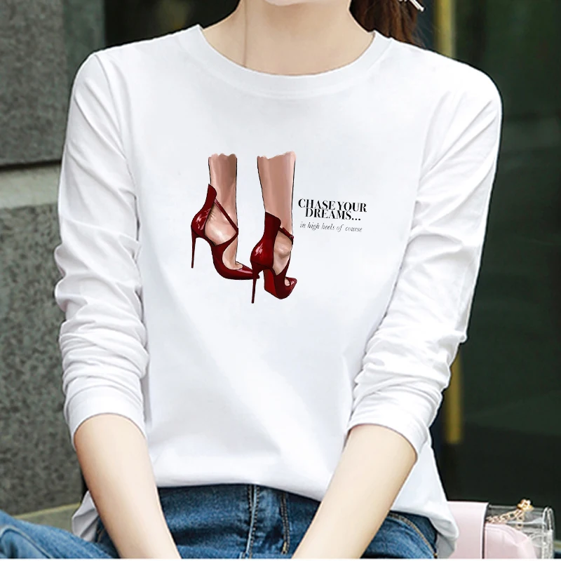 2020 High-heeled Shoes Graphic Print Women's long sleeve T-shirt Fashion Harajuku loose-fitting street Gothic long sleeve Tshirt
2020 High-heeled Shoes Graphic Print Women's long sleeve T-shirt Fashion Harajuku loose-fitting street Gothic long sleeve Tshirt