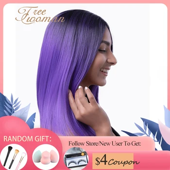 FREEWOMAN Straight Synthetic Wig For Women Middle Part Wigs Purple Pink Black Heat Resistant Fiber Cosplay Clip-on Hair Wig
FREEWOMAN Straight Synthetic Wig For Women Middle Part Wigs Purple Pink Black Heat Resistant Fiber Cosplay Clip-on Hair Wig