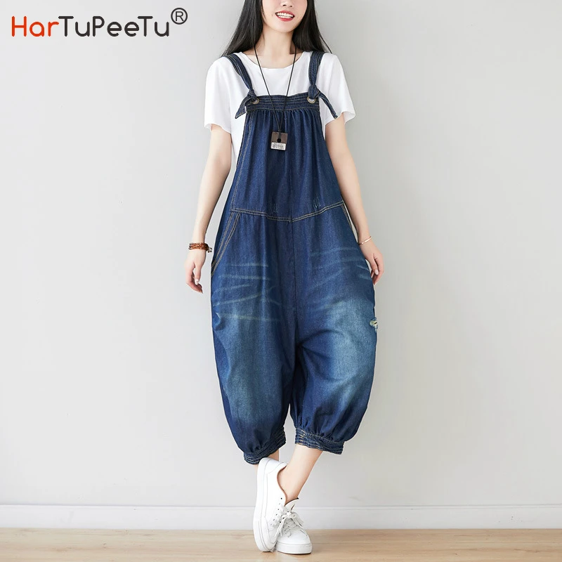 Denim Summer Overalls for Women Jeans Ripped New Lantern Baggy Pants Plus Size Loose Casual Washed Vintage Suspender Trousers
Denim Summer Overalls for Women Jeans Ripped New Lantern Baggy Pants Plus Size Loose Casual Washed Vintage Suspender Trousers
