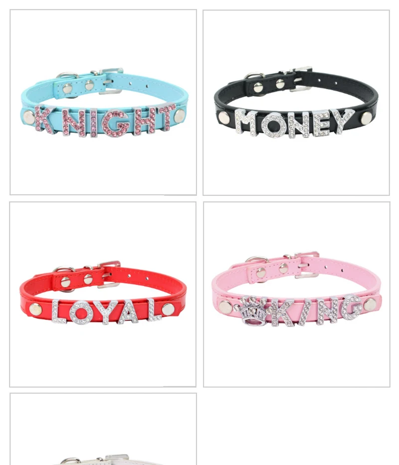Rhinestone Puppy Dog Collars Personalized Small Dogs Chihuahua Collar Necklace Free Name Charms Pet Accessories Rhinestone Puppy Dog Collars Personalized Small Dogs Chihuahua Collar Necklace Free Name Charms Pet Accessories