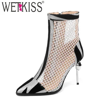 WETKISS Big Size Women Shoes Stiletto Heels Ankle Boots Summer Mesh Mixed Color Booties Thin High Heels Shoes Woman
WETKISS Big Size Women Shoes Stiletto Heels Ankle Boots Summer Mesh Mixed Color Booties Thin High Heels Shoes Woman