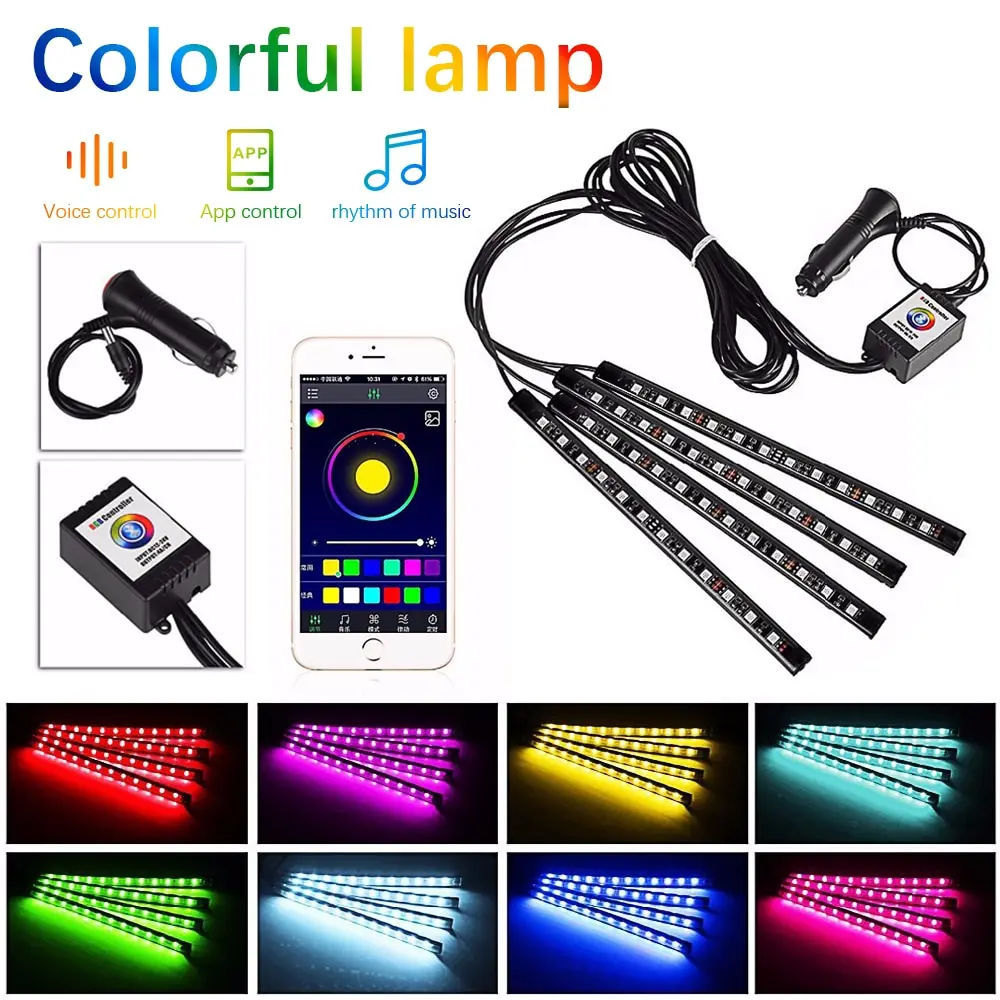New Car Atmosphere Light LED Lighting Remote/Voice Control LED Car Foot Light Music Control Automotive Decorative Lights
New Car Atmosphere Light LED Lighting Remote/Voice Control LED Car Foot Light Music Control Automotive Decorative Lights