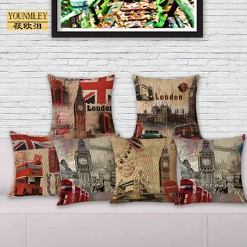 Quality couch cushion London Paris Print Home Decorative pillows 45x45cm Pillowcase 18" Vintage Cotton Linen Square Pillow MYJA3
Quality couch cushion London Paris Print Home Decorative pillows 45x45cm Pillowcase 18" Vintage Cotton Linen Square Pillow MYJA3