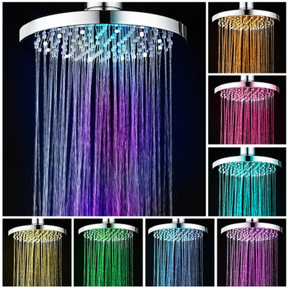 8 inch RGB 3 Colors LED Light Shower Head Round Automatic Changing Water Saving Rain High Pressure Bathroom Rainfall Shower
8 inch RGB 3 Colors LED Light Shower Head Round Automatic Changing Water Saving Rain High Pressure Bathroom Rainfall Shower