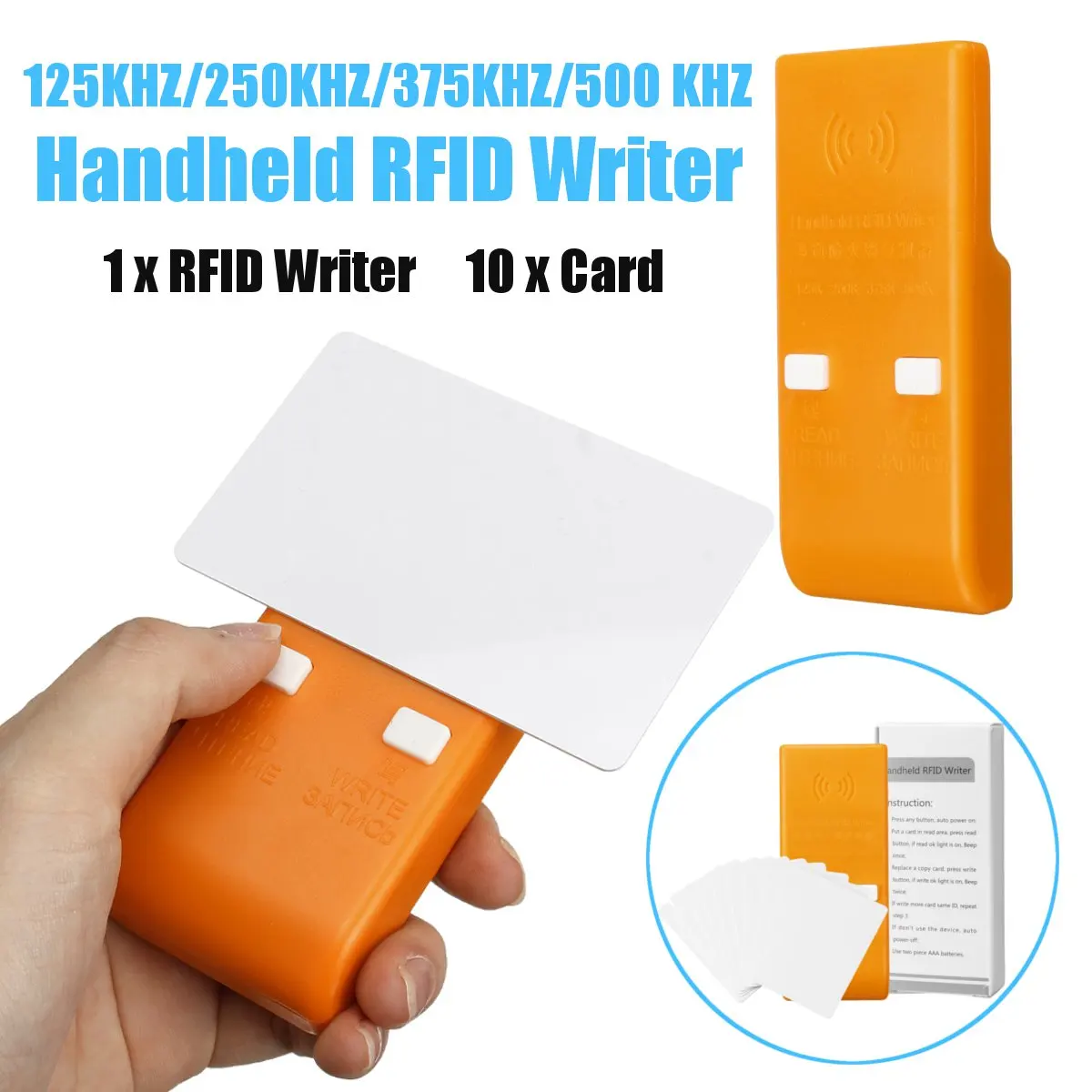 Portable RFID Access ID Card Reader Handheld RFID Writer ID Key Card Copier Reader Duplicator 125KHZ/250 KHZ/375 KHZ/500KHZ
Portable RFID Access ID Card Reader Handheld RFID Writer ID Key Card Copier Reader Duplicator 125KHZ/250 KHZ/375 KHZ/500KHZ