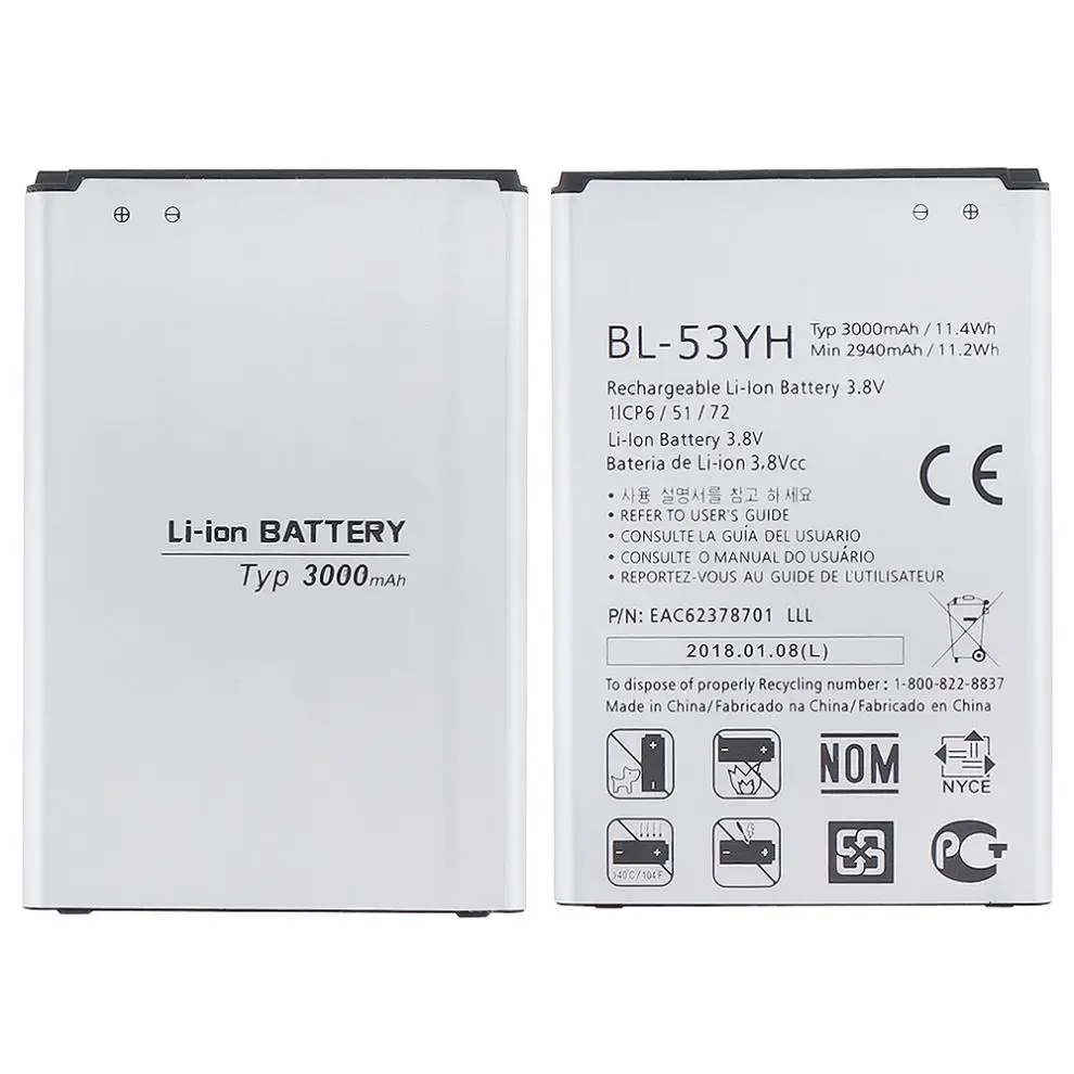 3.8V 2940mAh Phone Original Li-ion Replacement Battery PTC Protection Fit for LG G3 D855 D850 D859 D858 F460 VS985 Battery
3.8V 2940mAh Phone Original Li-ion Replacement Battery PTC Protection Fit for LG G3 D855 D850 D859 D858 F460 VS985 Battery