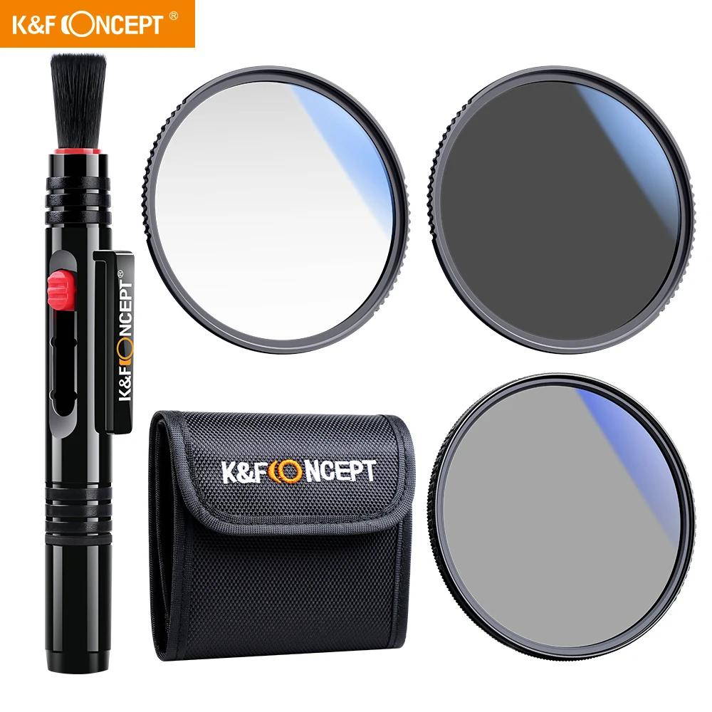 K&F Concept UV+CPL+ND4 Slim Lens Filter kit for Nik Canon Sony all 82mm DSLR Camera Lens with Filter Pouch and Lens cleaning pen
K&F Concept UV+CPL+ND4 Slim Lens Filter kit for Nik Canon Sony all 82mm DSLR Camera Lens with Filter Pouch and Lens cleaning pen