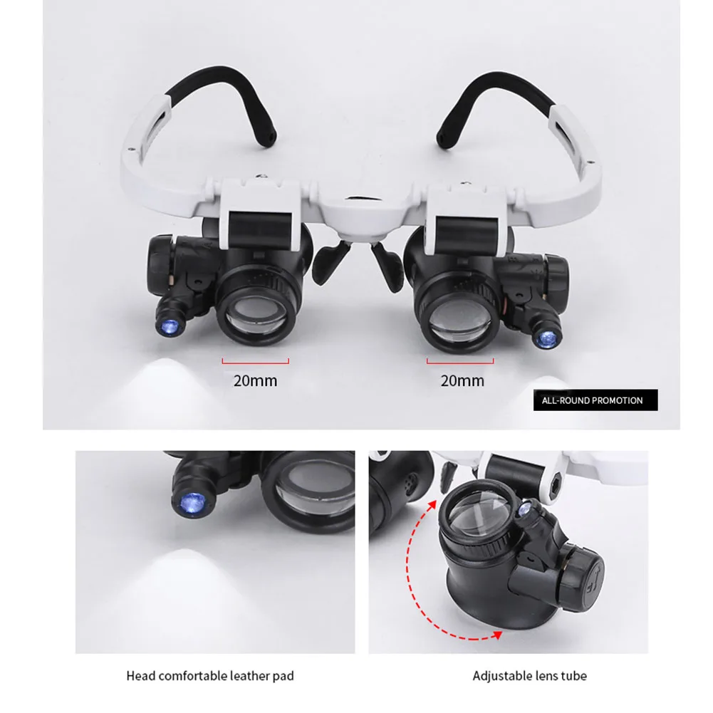 Double Eye Glasses Magnifier Loupe Retractable Lens Tool Led ABS Durable 8X 23X Watch Repair Measurement Head-mounted Portable
Double Eye Glasses Magnifier Loupe Retractable Lens Tool Led ABS Durable 8X 23X Watch Repair Measurement Head-mounted Portable
