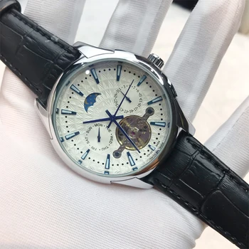 Silver case Skeleton O-mg luxury men Automatic mechanical self-wind watch Glass open back 1:1 black leather strap AAA quality
Silver case Skeleton O-mg luxury men Automatic mechanical self-wind watch Glass open back 1:1 black leather strap AAA quality
