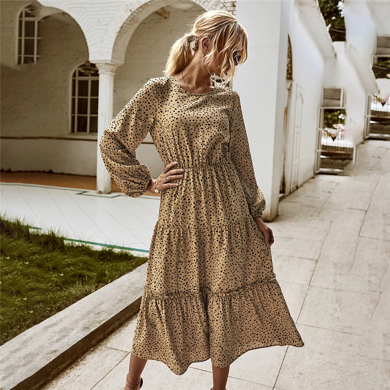 2020 New Autumn Winter Dot Print Dress Women Casual Patchwork O-neck High Wasit Full Sleeve Long Dress
2020 New Autumn Winter Dot Print Dress Women Casual Patchwork O-neck High Wasit Full Sleeve Long Dress