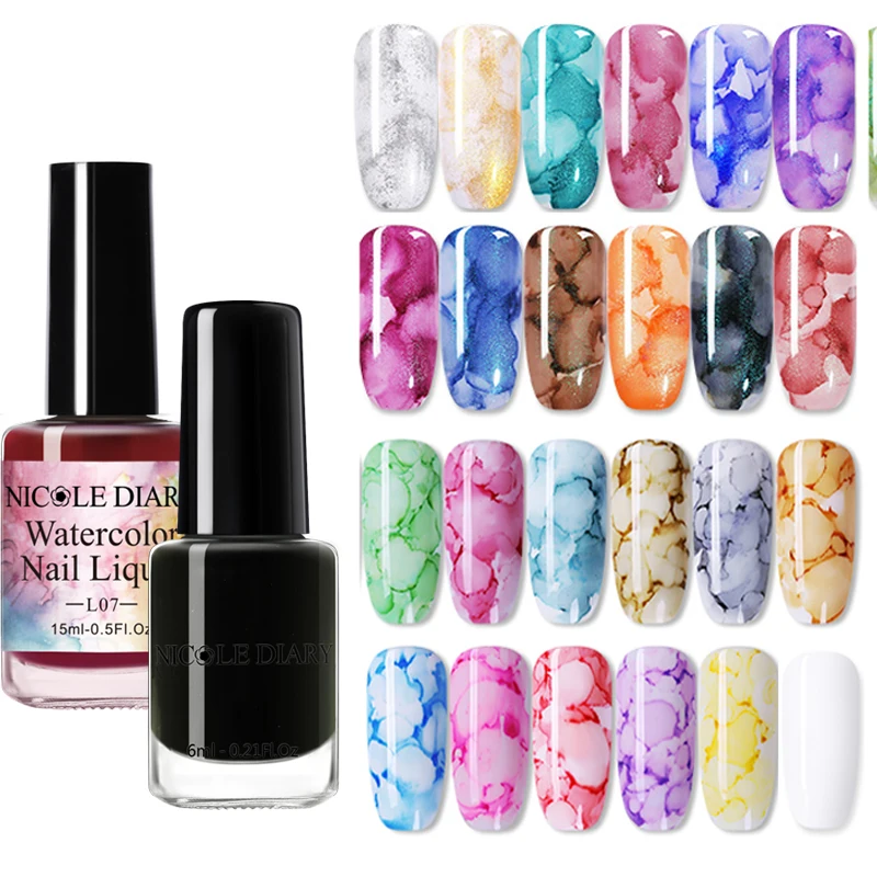 NICOLE DIARY Watercolor Nail Polish Blooming 15ml/6ml DIY Nail Gel Manicure Decor Smoke Effect Bubble Varnish Manicure Polish
NICOLE DIARY Watercolor Nail Polish Blooming 15ml/6ml DIY Nail Gel Manicure Decor Smoke Effect Bubble Varnish Manicure Polish