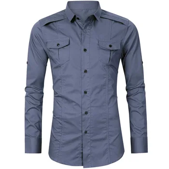 Men's brand new men's cargo twill work shirt pocket long sleeve cotton petticoat for men 
Men's brand new men's cargo twill work shirt pocket long sleeve cotton petticoat for men