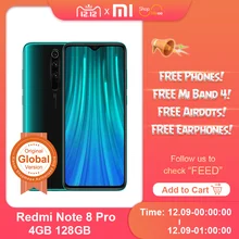 Em estoque versão global xiaomi redmi note 8 pro 6 gb 128 gb 64mp quad câmera traseira smartphone mtk helio g90t octa core 4500 mah(China)