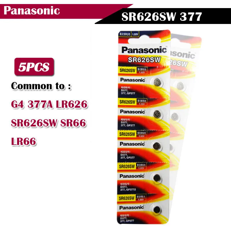 Фото 5 шт./лот Panasonic Оригинал 1 55 в SR626SW 377 кнопочный Аккумулятор для часов G4 377A LR626 SR66 LR66