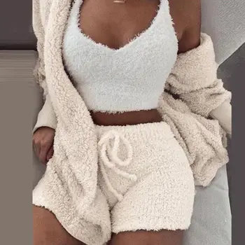 3 Pcs/set Winter Women Home Wear Suit Casual Pajamas Long Sleeve Exposed Navel V M6CD
3 Pcs/set Winter Women Home Wear Suit Casual Pajamas Long Sleeve Exposed Navel V M6CD