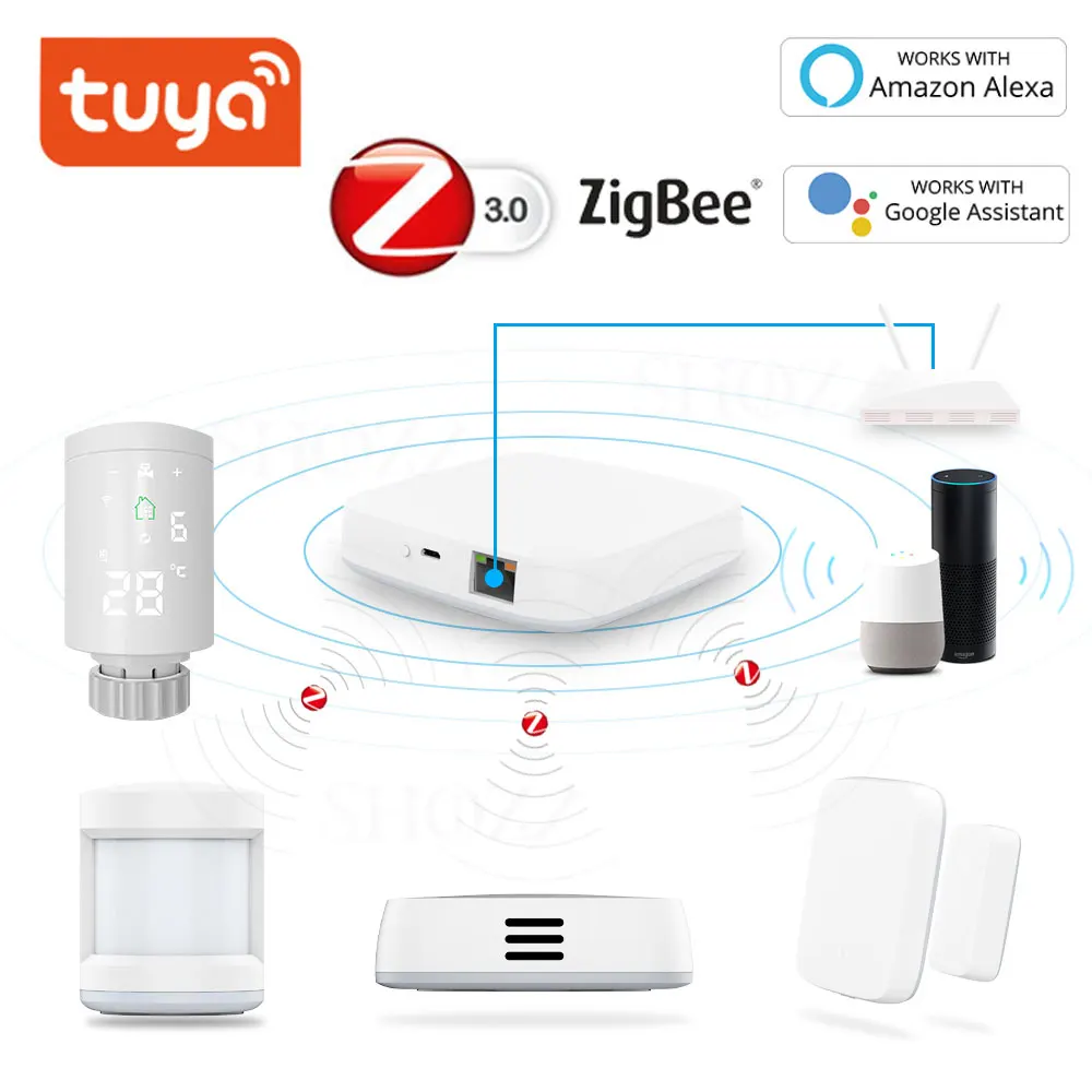 Tuya Zigbee Alarm Kit Smart Home PIR Sensor Door Sensor Temperature Humidity Sensor TRV Works with Alexa and Google Home
Tuya Zigbee Alarm Kit Smart Home PIR Sensor Door Sensor Temperature Humidity Sensor TRV Works with Alexa and Google Home
