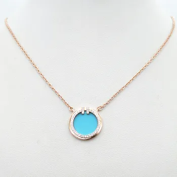 New Ladies S925 Sterling Silver Round Rose Gold Letter Inlaid Zircon Blue Shell Necklace Sterling Silver Round Necklace Jewelry
New Ladies S925 Sterling Silver Round Rose Gold Letter Inlaid Zircon Blue Shell Necklace Sterling Silver Round Necklace Jewelry