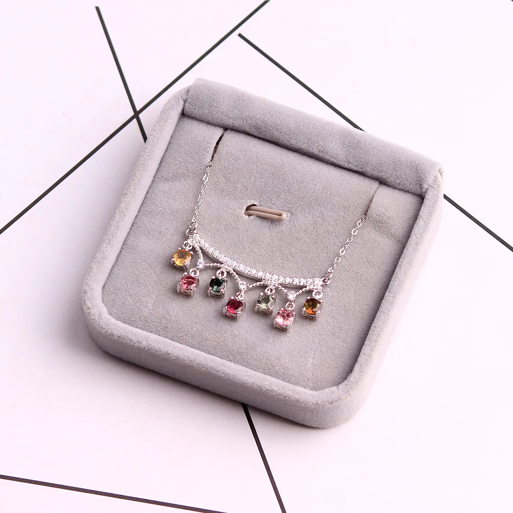 925 sterling silver tourmaline tassel pendant necklace, natural crystal gemstone clavicle chain, high jewelry gift for women
925 sterling silver tourmaline tassel pendant necklace, natural crystal gemstone clavicle chain, high jewelry gift for women