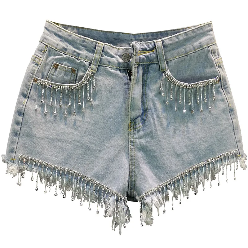 Women New Fashion Denim Shorts Summer Korean Loose Rhinestone Tassel Wide Leg Hot Pants High Waist Burrs Jeans Ladies Tide G923
Women New Fashion Denim Shorts Summer Korean Loose Rhinestone Tassel Wide Leg Hot Pants High Waist Burrs Jeans Ladies Tide G923