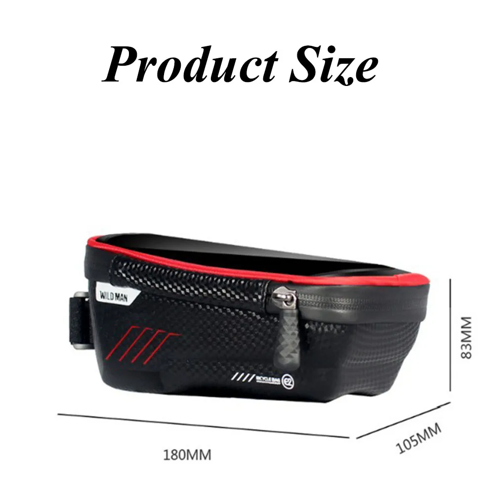 WILD MAN Bicycle Bag Rainproof MTB Bike Front Beam Touchscreen Phone Bag 6.5Inch Cycling Top Tube Handlebar Bag Bike Accessories