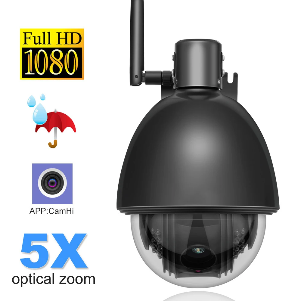 1080P Full HD PTZ купольная IP камера 5x Zoom наружная Водонепроницаемая CCTV WiFi мини